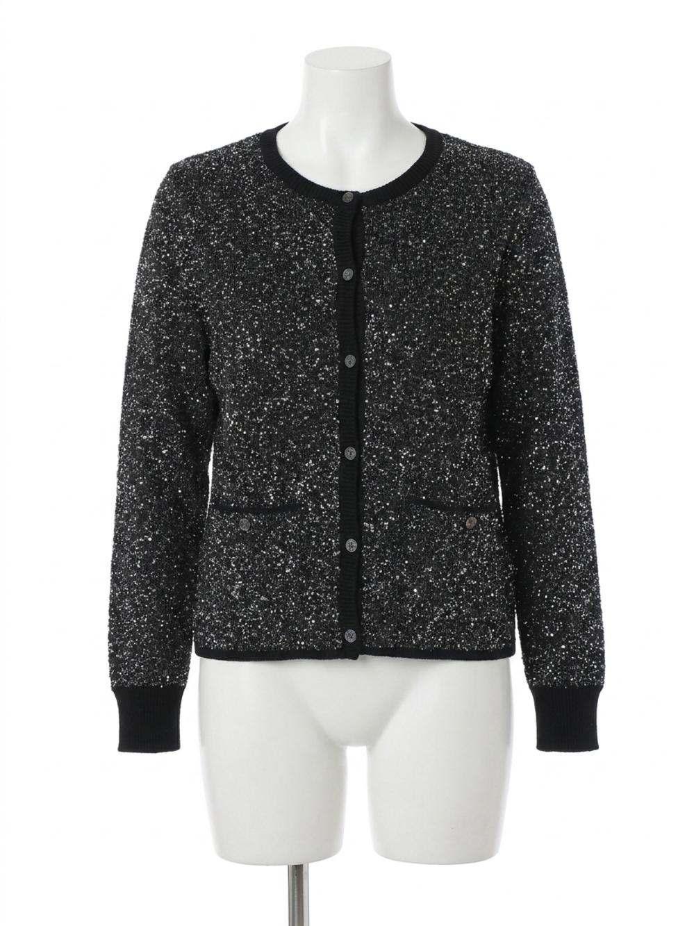 NEW CURRENT AIR shimmer button down cardigan in black